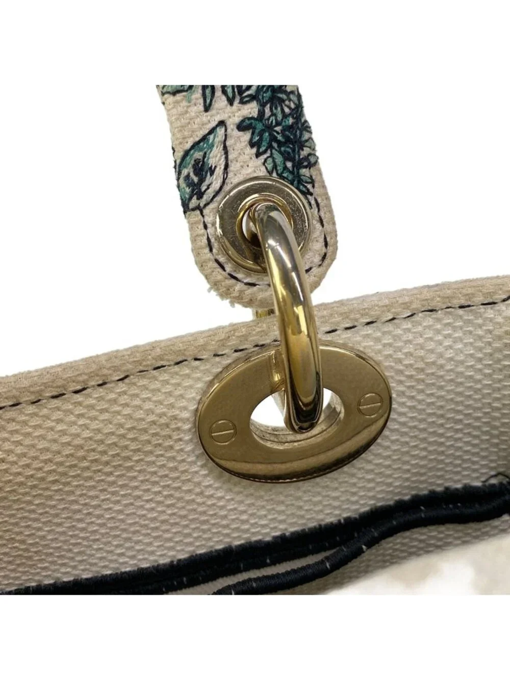 Dior Handbag Lady Delight Medium Bag Ivory Blue Multi Floral Pattern